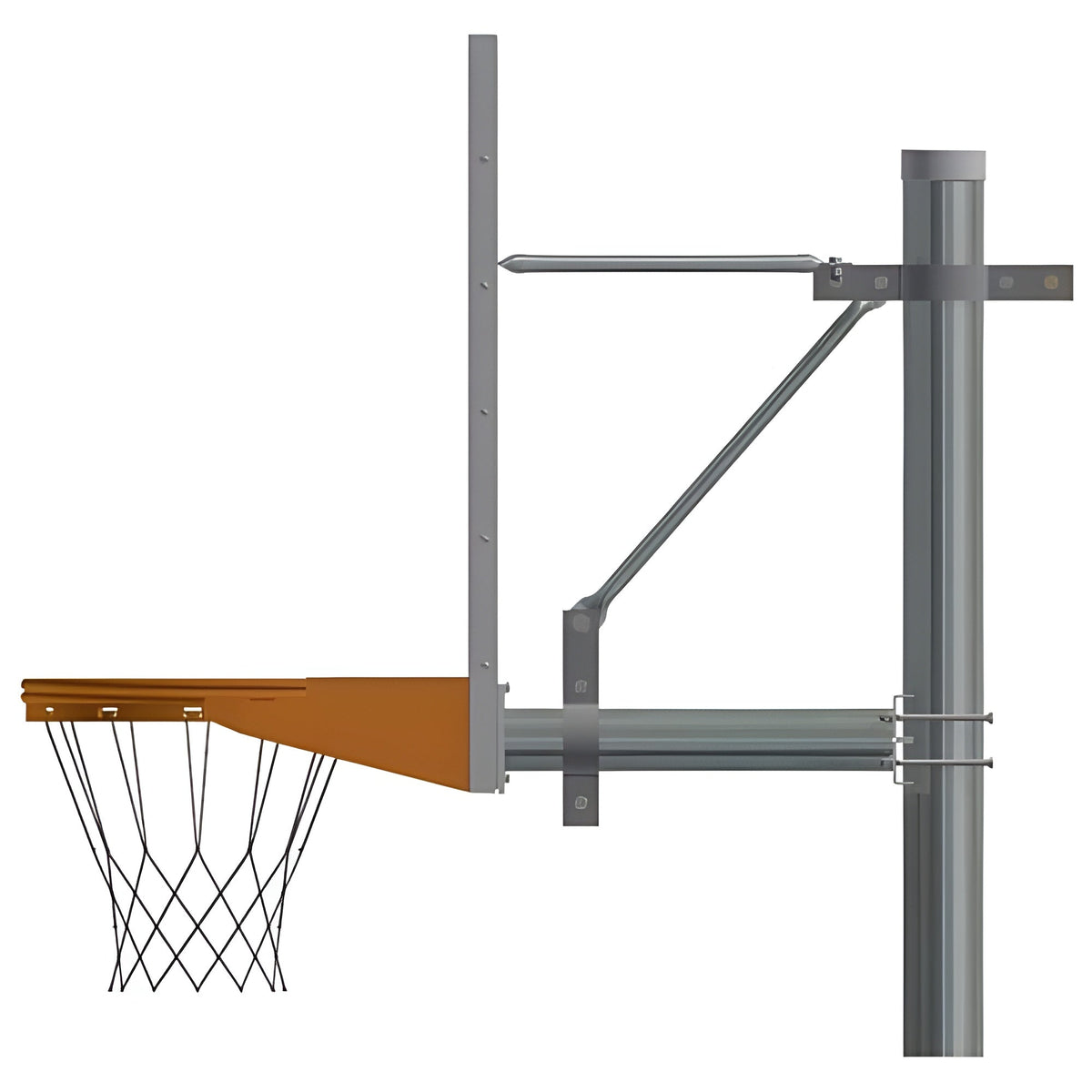 Jaypro Straight Post Basketball System (5-9/16" Pole with 6' Offset) 72"W x 42"H Perforated Steel Backboard