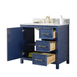 Legion Furniture 36" Blue Finish Sink Vanity Cabinet With Carrara White Top WLF2136-B - Backyard Provider