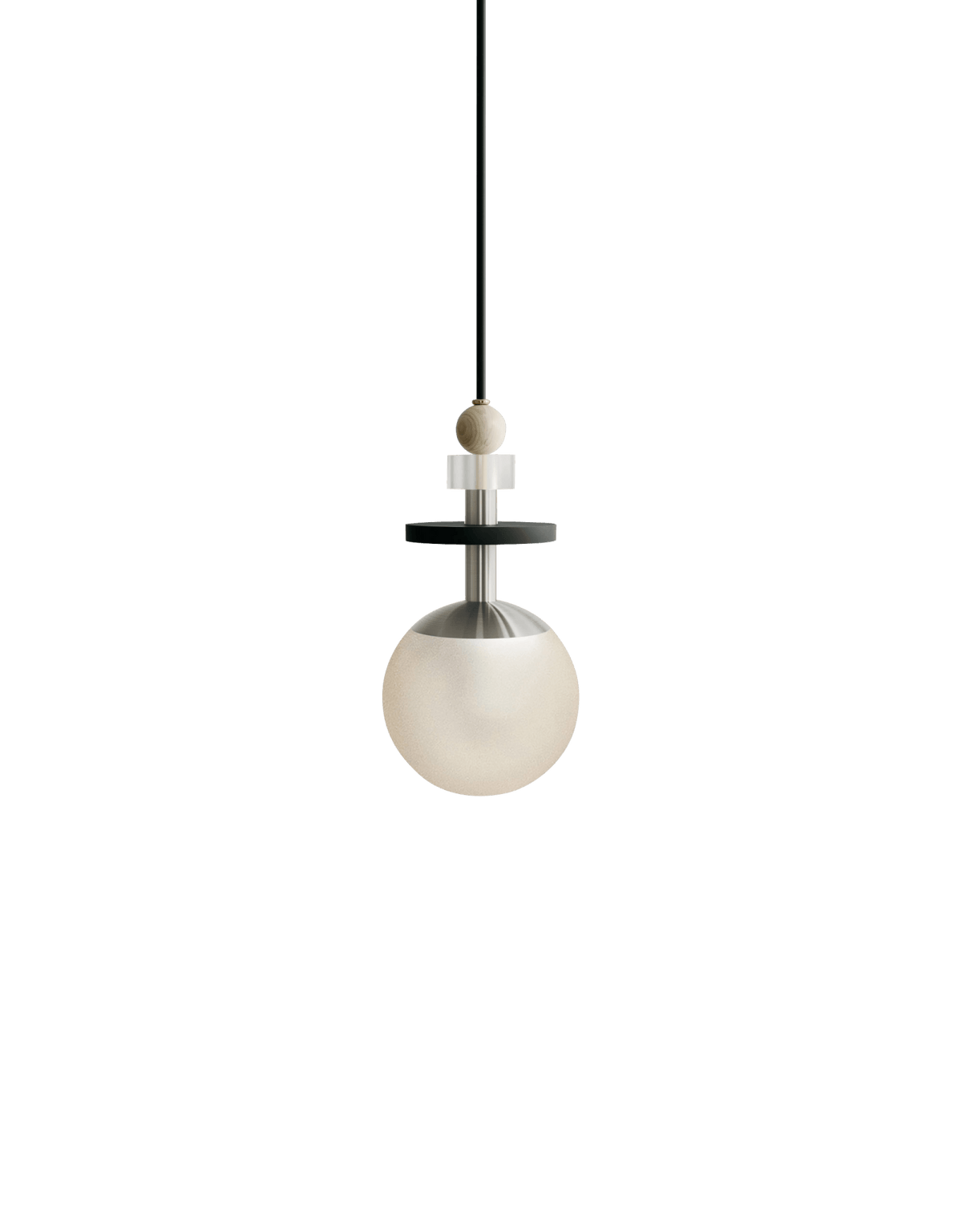Ladies & Gentlemen Maru Pendant - Satin Nickel - Maru-Nickel-6"-Short-Cream