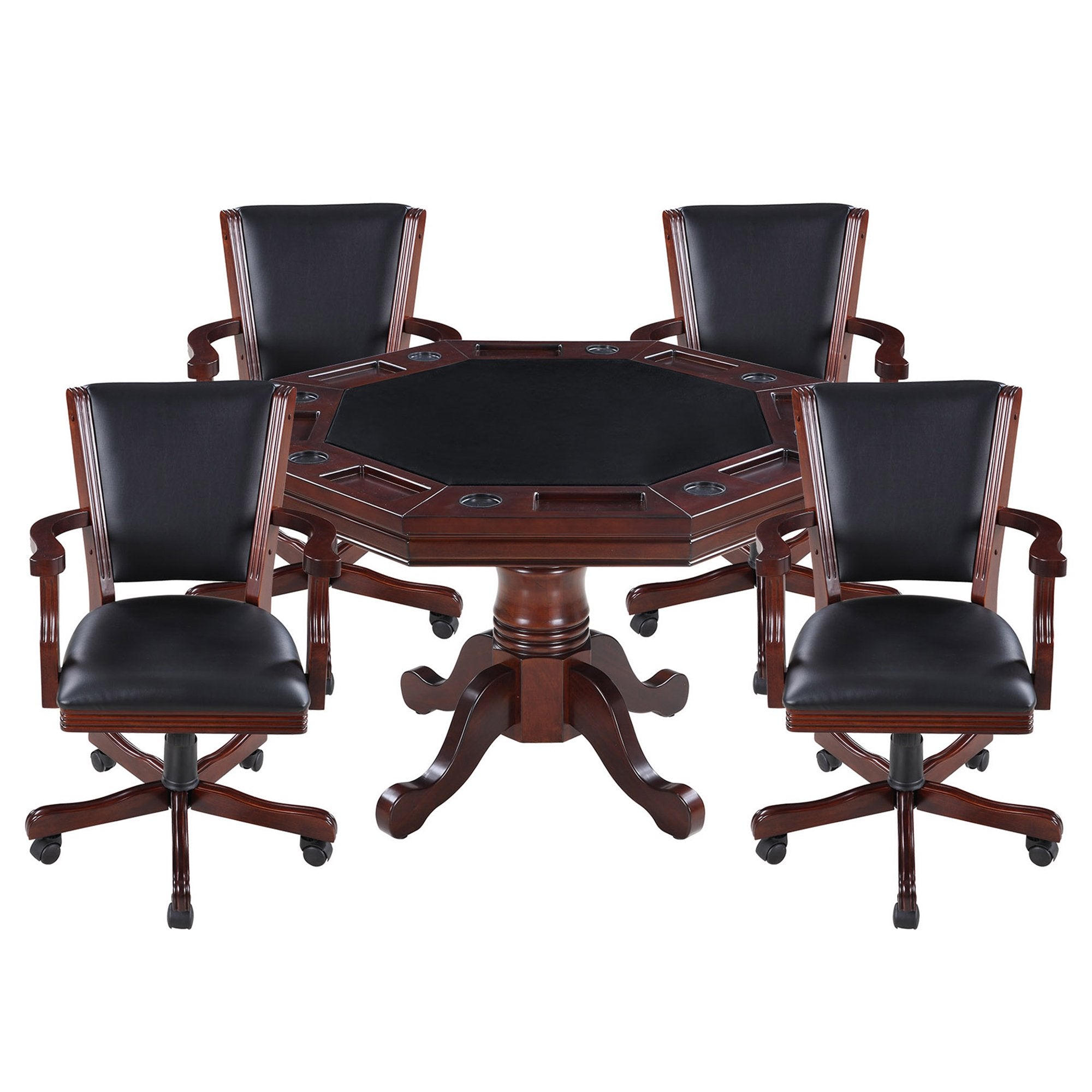Hathaway Kingston Walnut 3 in 1 Poker Table Set with Chairs - Bg2366