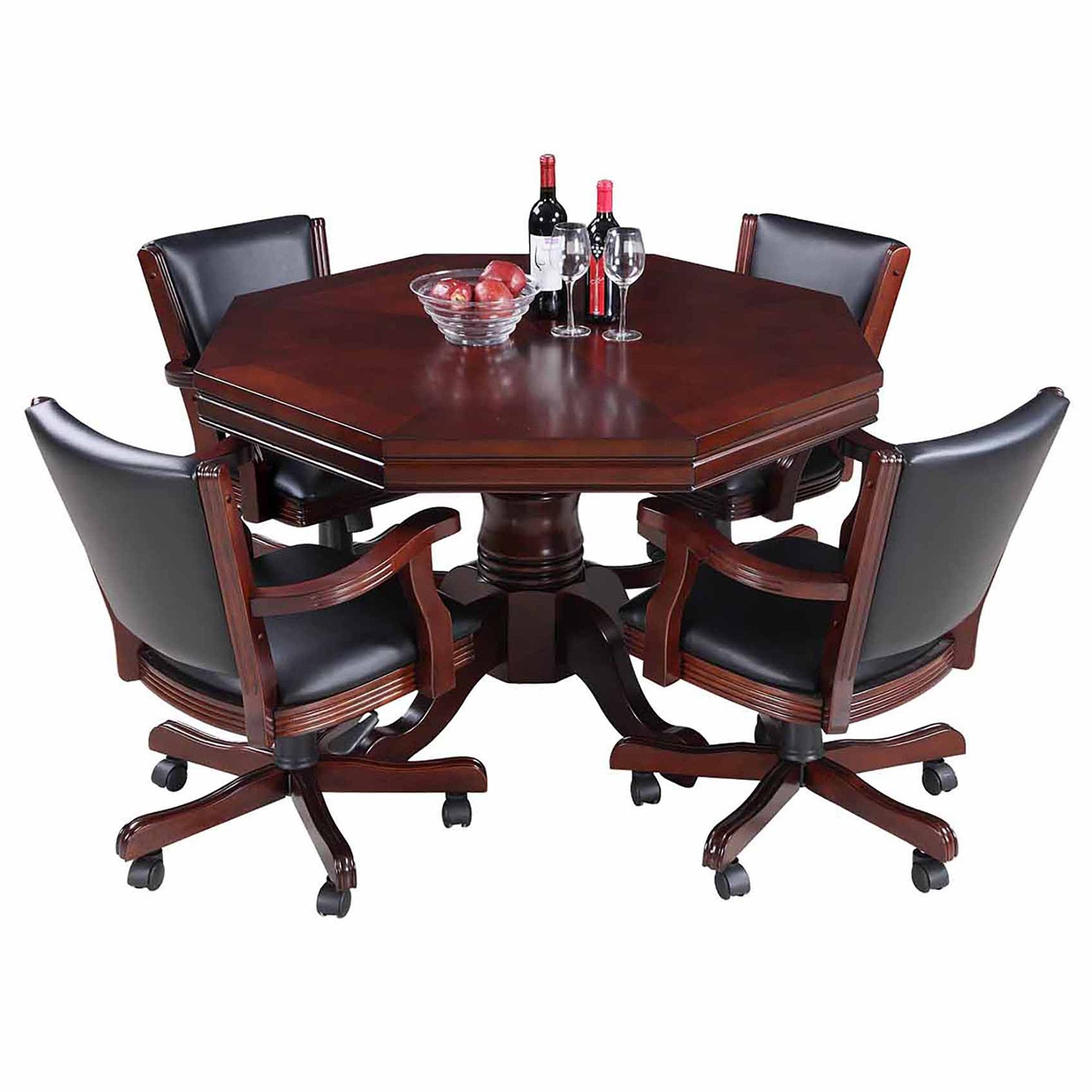Hathaway Kingston Walnut 3 in 1 Poker Table Set with Chairs - Bg2366