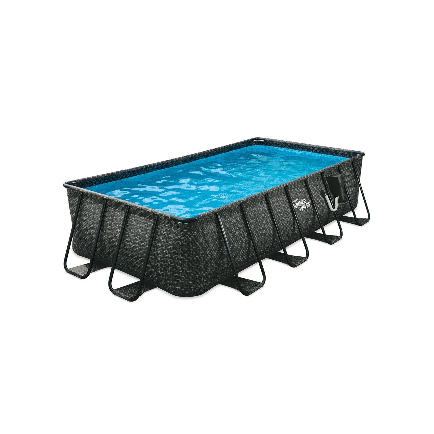 Summer Waves 16 Foot Long Dark Herringbone Elite Frame Outdoor Rectangular Pool - 202970
