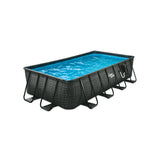 Summer Waves 16 Foot Long Dark Herringbone Elite Frame Outdoor Rectangular Pool - 202970