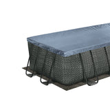 Summer Waves 16 Foot Long Dark Herringbone Elite Frame Outdoor Rectangular Pool - 202970