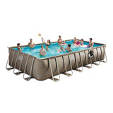 Summer Waves 24 Foot Elite Framed Wicker Basket Pool w/ Jumbo Pool Float Set - 143188