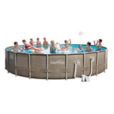 Summer Waves Elite 22 Foot Pool Kit + Pink Flamingo, Peacock and Swan Floats - 143299