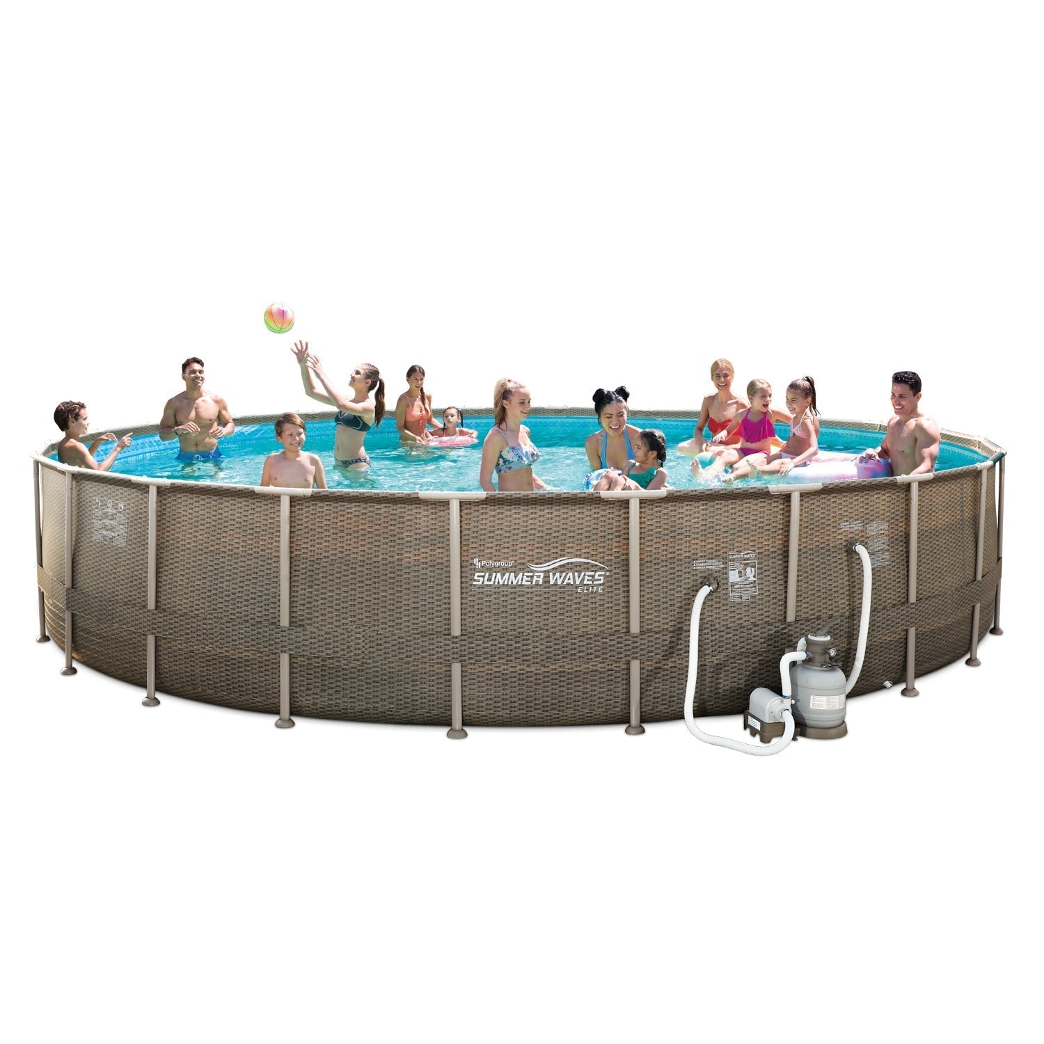 Summer Waves All Round 24ft x 52in Elite Frame Pool with Wicker Print Exterior -137380