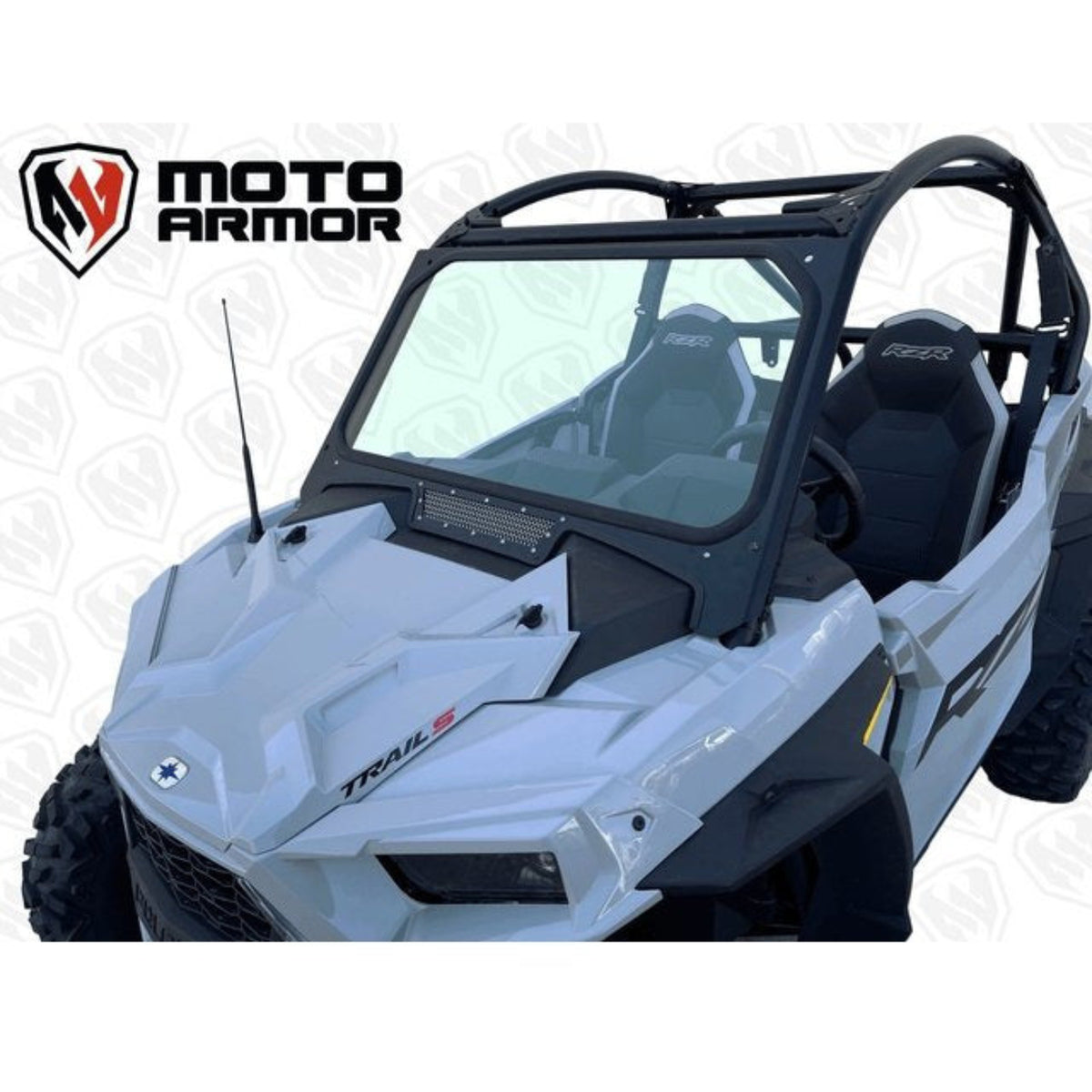 Moto Armor Polaris RZR Trail S Vented Glass Windshield - MA-RZTRL-WS-GLS-BLK-Y