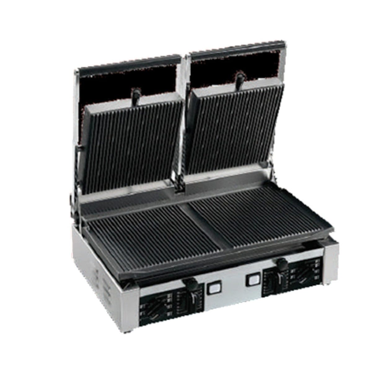 Univex PPRESS2R Double Countertop Panini Press with Ribbed Cast Iron Plates - UVPPRESS2R