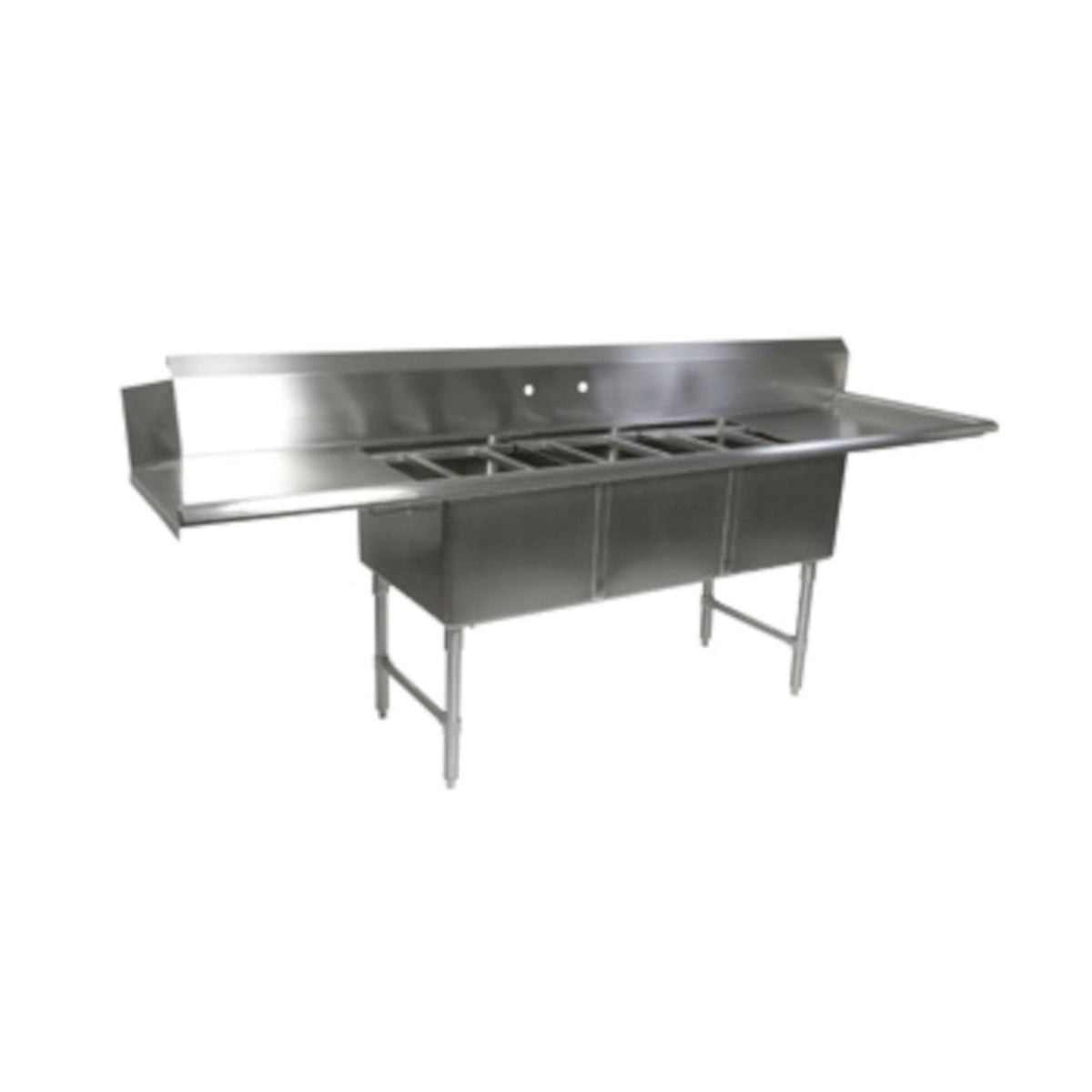John Boos 91.5" W x 30" D Dishtable/Pot Sink 18" Drainboards - JBDT3B182442D18R