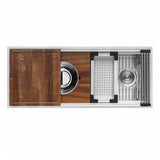 Ruvati 57-inch Workstation Two-Tiered Ledge Kitchen Sink Undermount 16 Gauge Stainless Steel - RVH8555