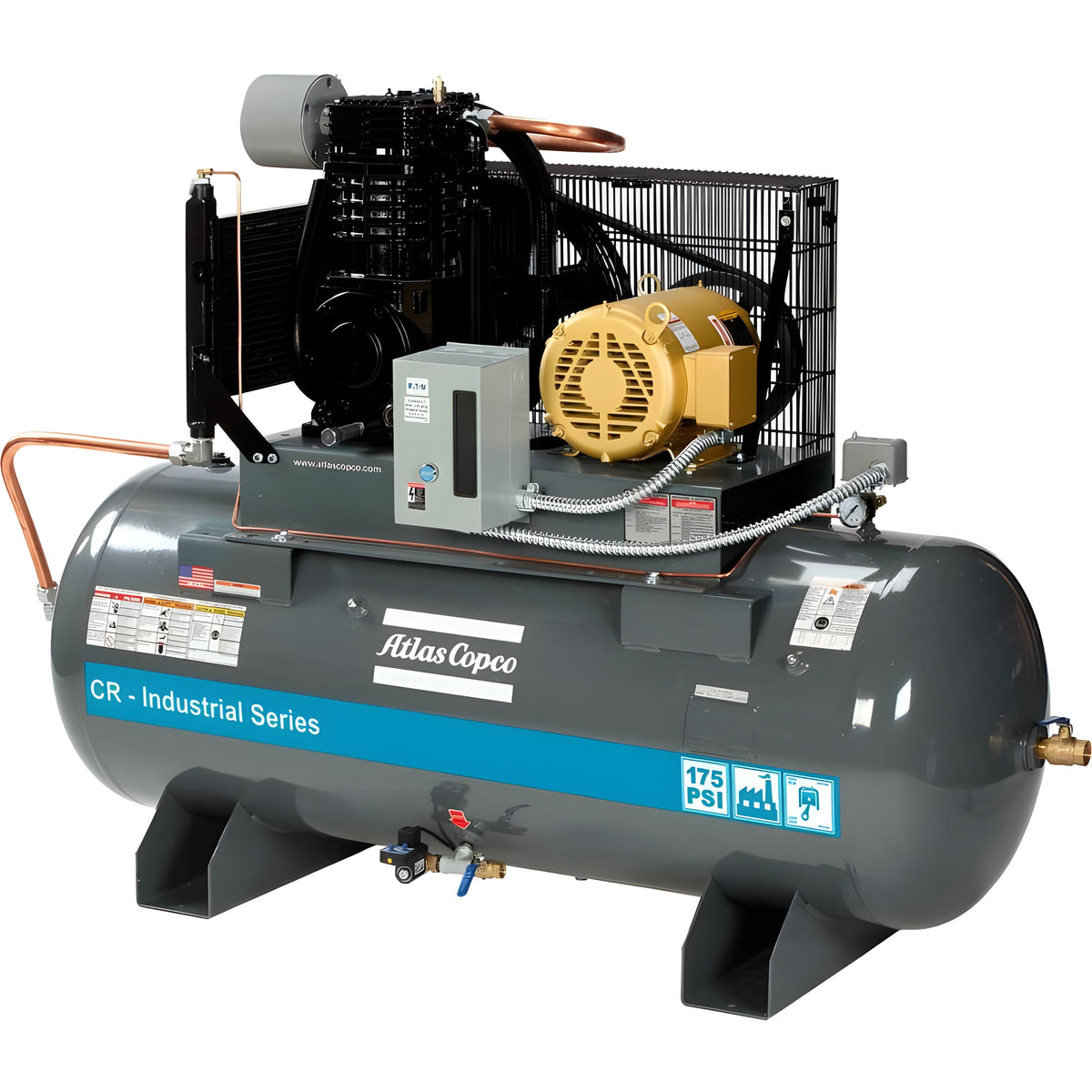 Atlas Copco 15HP, 51 CFM, 120 Gallon CR Industrial Series Piston Air Compressor 230V 3PH - 2020041571