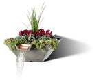 Slick Rock Concrete 22” Cascade Square Planter and Water Bowl + Copper Scupper - KCC22SSCC