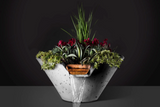 Slick Rock Concrete 34” Cascade Conical Planter and Water Bowl + Copper Scupper - KCC34CSCC