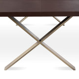 Park Hill Collection  Rhodes Handcrafted Leather & Brass Dining Table – Artisan Iron Design, Rustic Elegance for Your Home - EFT26321
