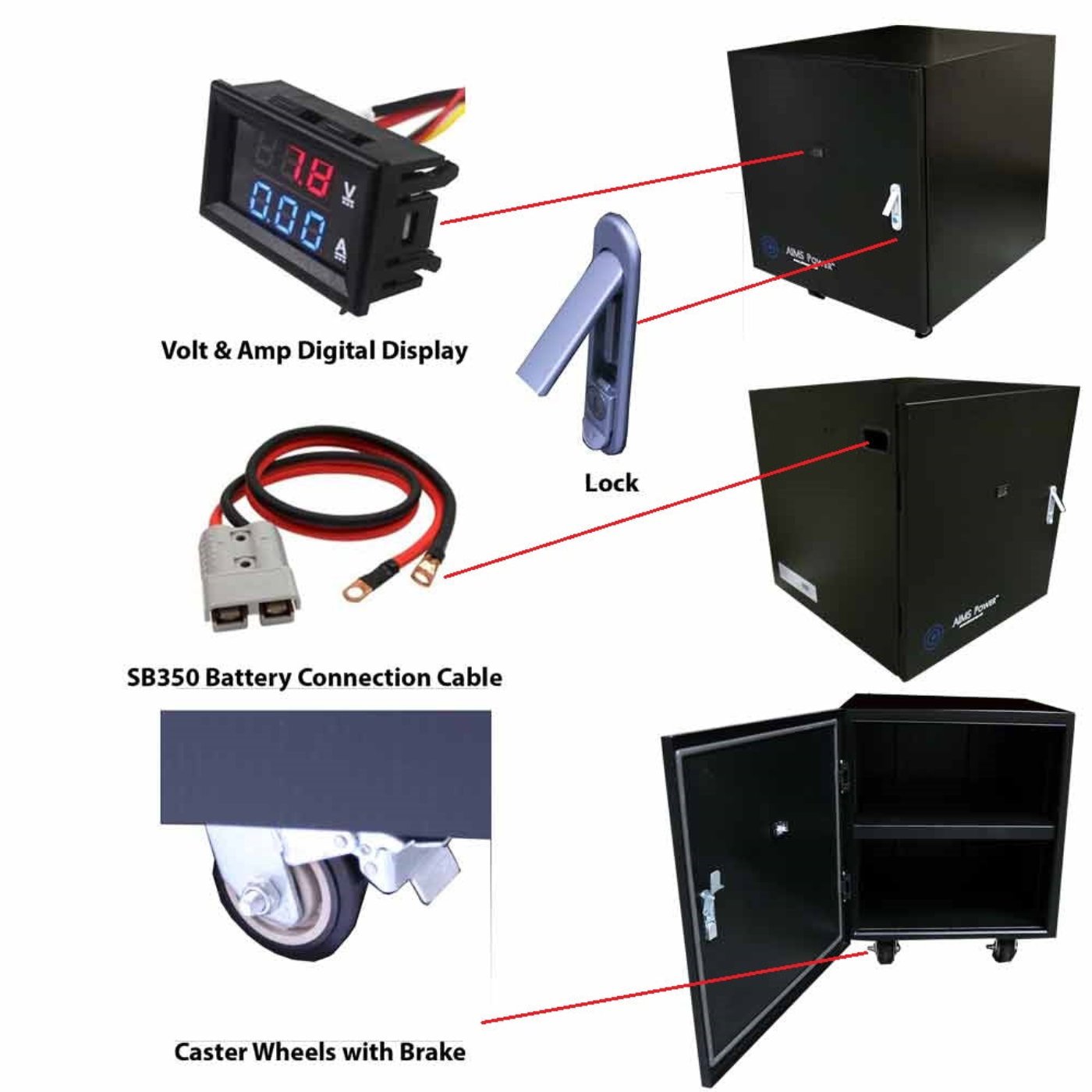 Aims Power Industrial Grade Battery Cabinet - Holds 4 Batteries - BATBOX4