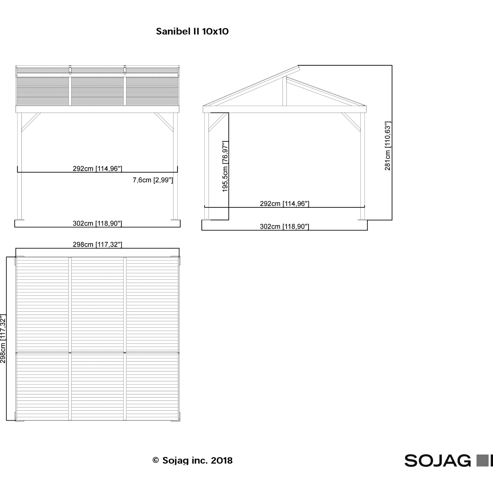 Sojag™ Sanibel II Gazebo Steel Roof with Mosquito Netting