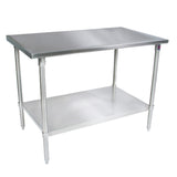 John Boos 72" W x 36" D Work Table with Galvanized Adjustable Undershelf - JBST63672GSK