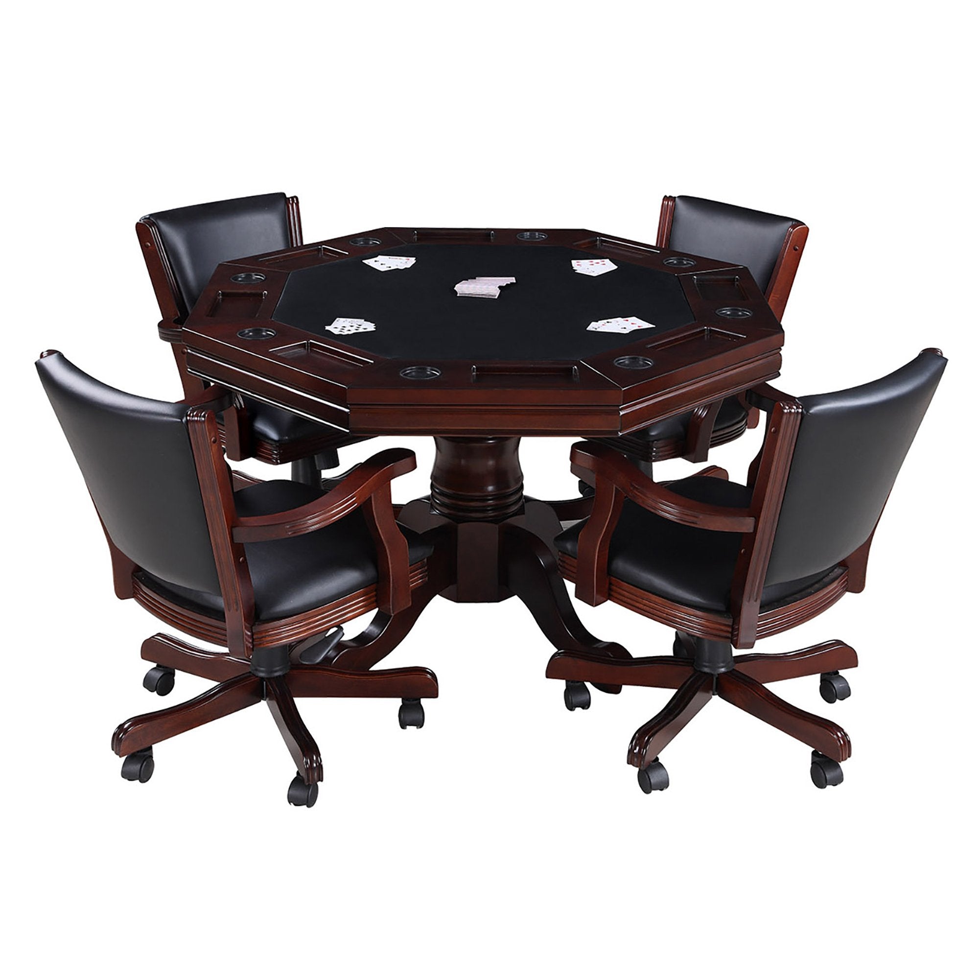 Hathaway Kingston Walnut 3 in 1 Poker Table Set with Chairs - Bg2366
