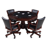 Hathaway Kingston Walnut 3 in 1 Poker Table Set with Chairs - Bg2366