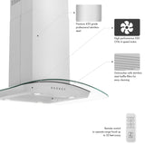 Alpine ZLINE Alpine Series Convertible Island Mount Range Hood in Stainless Steel (ALP70IS) - ALP70IS-30