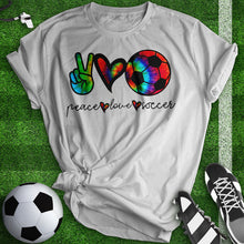 Load image into Gallery viewer, Peace Love Soccer Tee
