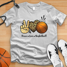 Load image into Gallery viewer, Peace Love Basketball Leopard Tee
