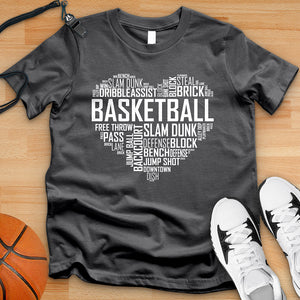 Basketball Heart Typography  Tee