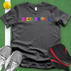 Colorful Pickleball Crossed Paddles Tee