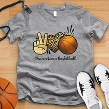 Load image into Gallery viewer, Peace Love Basketball Leopard Tee
