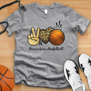 Peace Love Basketball Leopard Tee