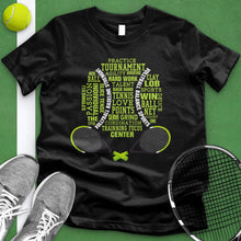 Load image into Gallery viewer, Tennis Typography Crossed Racket Tee
