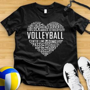 Volleyball Heart Typography Tee