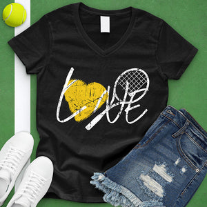 LOVE Tennis Racket V-Neck Tee