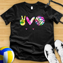 Load image into Gallery viewer, Peace Love Volleyball Tie Dye Tee
