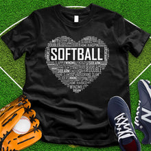 Load image into Gallery viewer, Softball Typography Heart Tee
