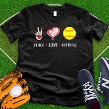 Load image into Gallery viewer, Peace Love Soft Ball Tee
