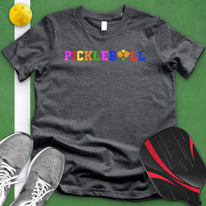 Colorful Pickleball Crossed Paddles Tee