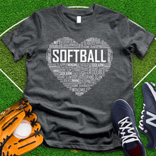 Load image into Gallery viewer, Softball Typography Heart Tee
