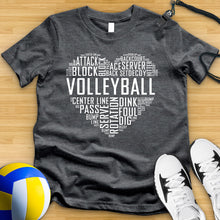 Load image into Gallery viewer, Volleyball Heart Typography Tee
