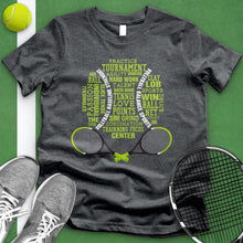 Load image into Gallery viewer, Tennis Typography Crossed Racket Tee
