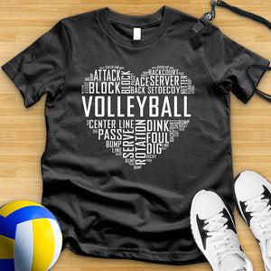 Volleyball Heart Typography Tee