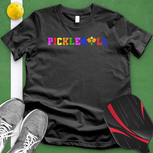 Colorful Pickleball Crossed Paddles Tee