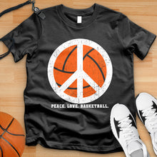 Load image into Gallery viewer, Peace Love Basketball Orange Ball Tee
