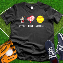 Load image into Gallery viewer, Peace Love Soft Ball Tee
