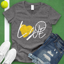 Load image into Gallery viewer, LOVE Tennis Racket V-Neck Tee
