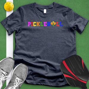 Colorful Pickleball Crossed Paddles Tee