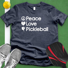 Load image into Gallery viewer, Peace Love Pickleball White Tee
