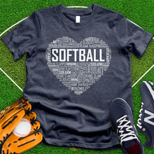 Load image into Gallery viewer, Softball Typography Heart Tee
