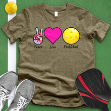 Load image into Gallery viewer, Peace Love Pickle Ball Tie Dye Tee
